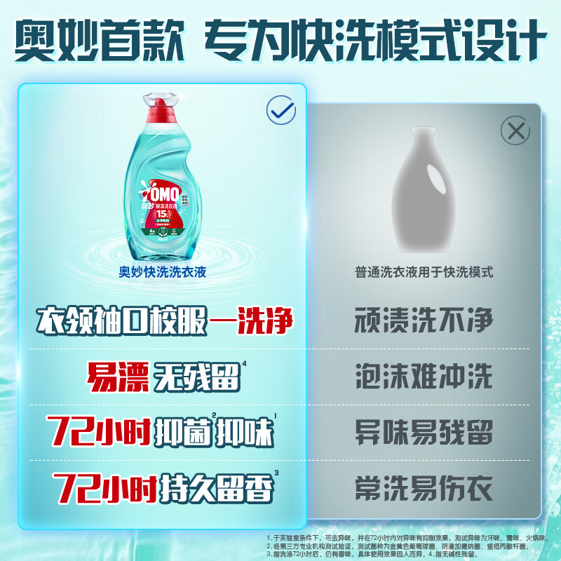 奥妙 快洗洗衣液 洁净除味 雪松柠檬草香1.2KG*2+400g 15分钟速净高清大图
