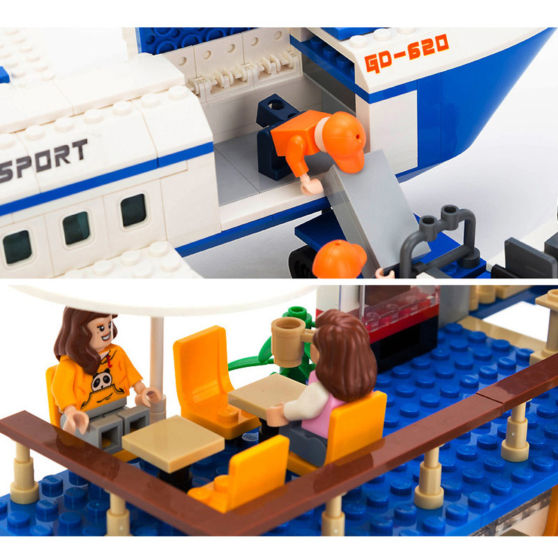 古迪积木国际大型机场客机飞机模型男孩拼装拼插儿童玩具大型客机