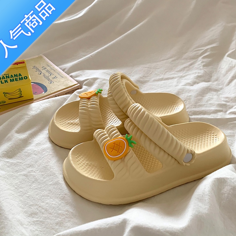 SUNTEK厚底两穿凉鞋女夏季外穿ins少女心百搭踩屎感防滑沙滩凉拖高清大图