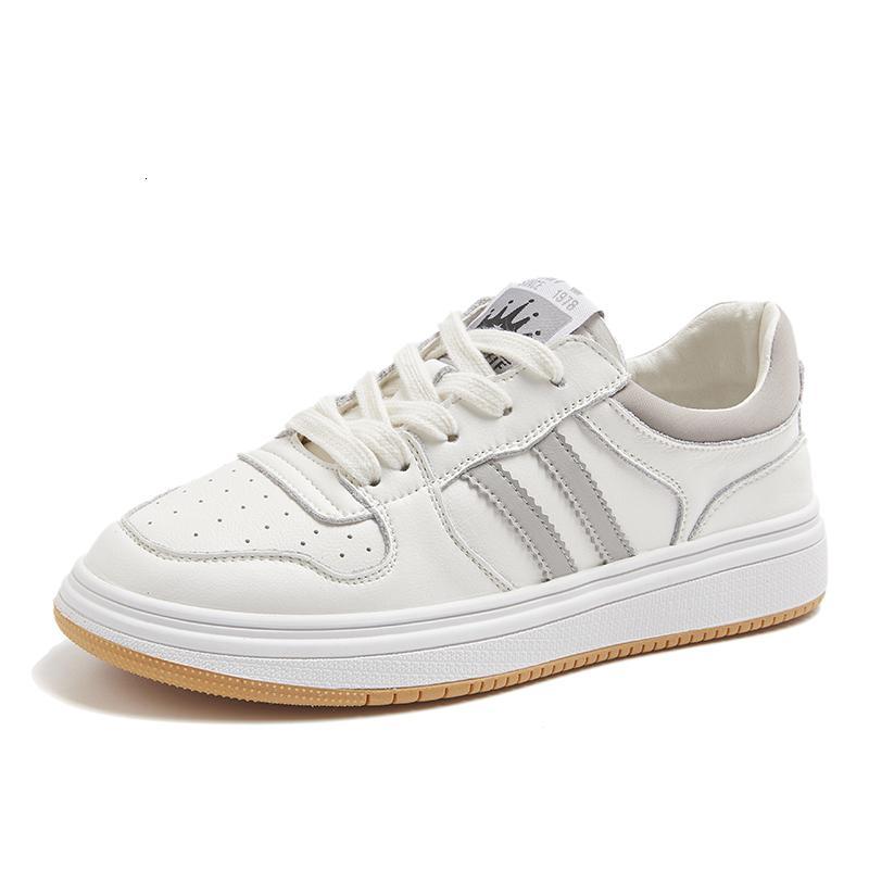 品牌百丽牧貂小白鞋女真皮2021年秋季新款百搭平底纯皮软底轻便休闲