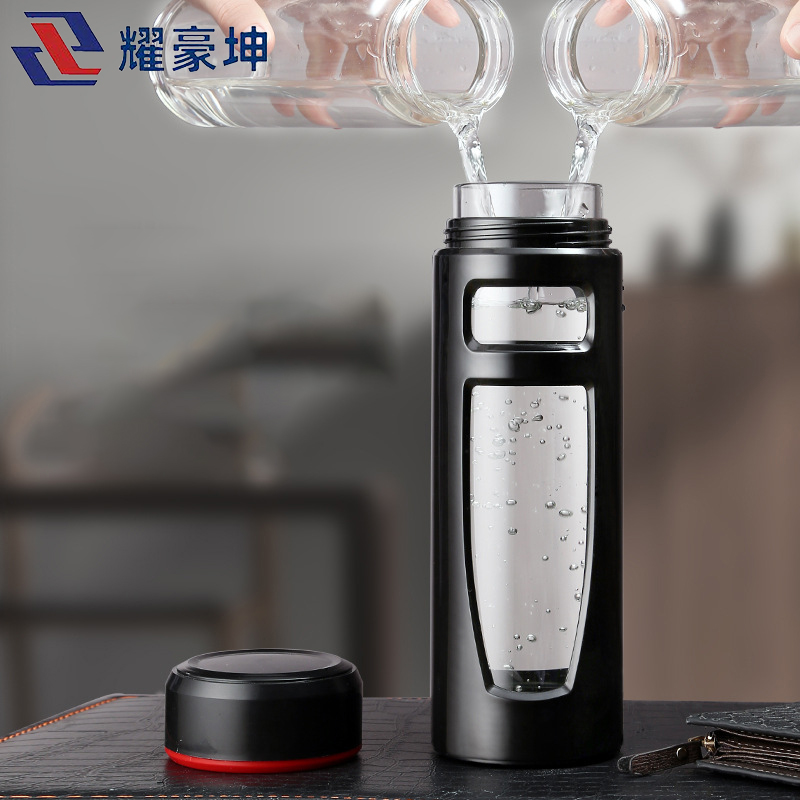 耀豪坤双层玻璃杯水杯宣传水杯可定制400ML/个高清大图