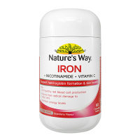 Nature’s Way 佳思敏 铁+维生素C+烟酰胺 咀嚼片 60粒 1瓶装 草莓口味 无铁锈味 澳洲进口