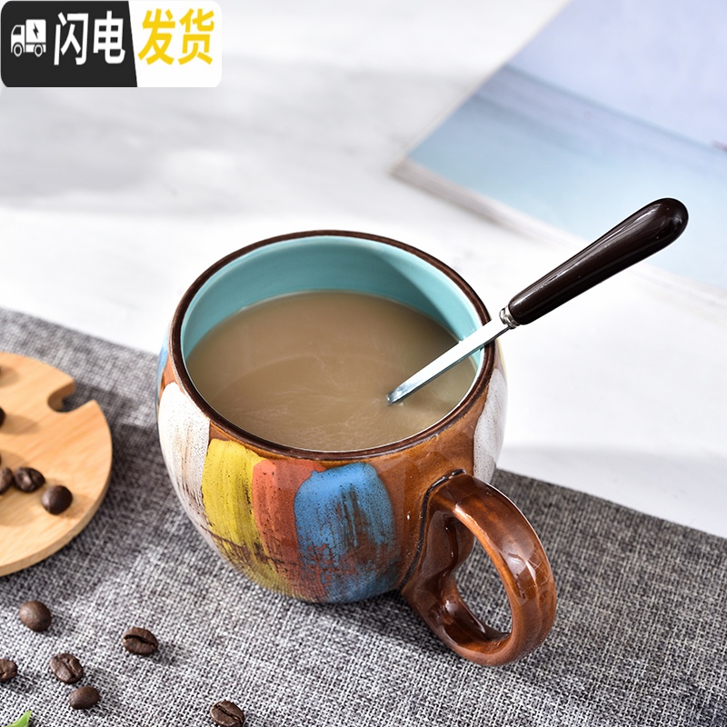 三维工匠 手绘马克杯大容量喝水家用套装牛奶燕麦早餐杯子陶瓷杯高清大图