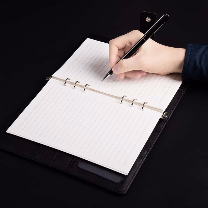 得力deli25k100张高档款活页笔记本子文具黑色