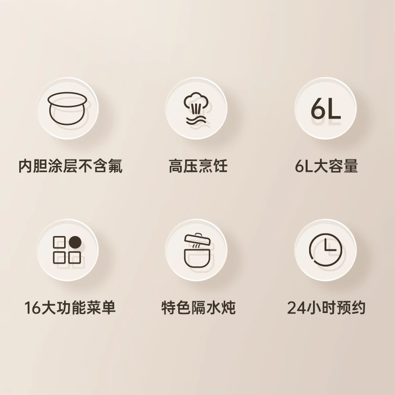 苏宁宜品电压力锅HT02-06 6升黑色珐琅内胆高清大图