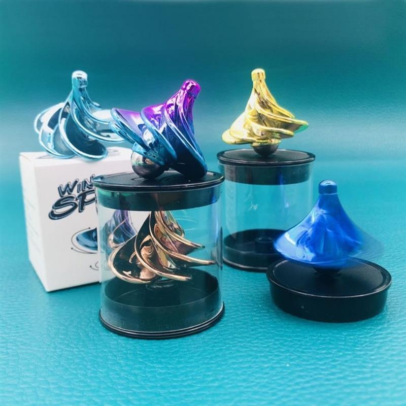 风动空气念力陀螺益智玩具东西儿童指尖解压玩具反重力黑科技银色