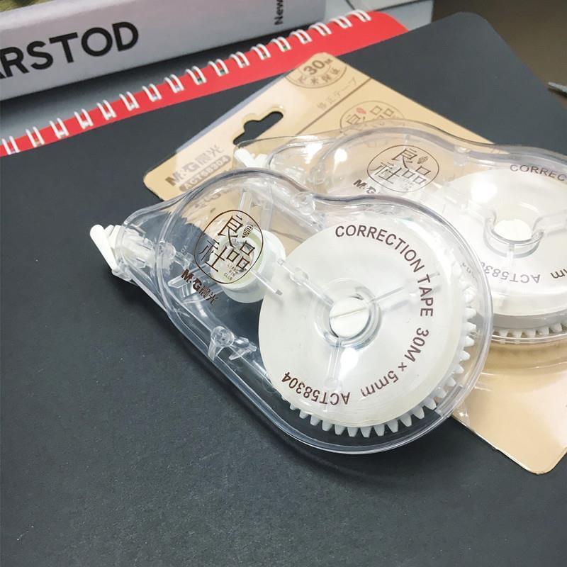 晨光文具简约透明壳修正带良品社act58304学生大容量涂改带30m单个