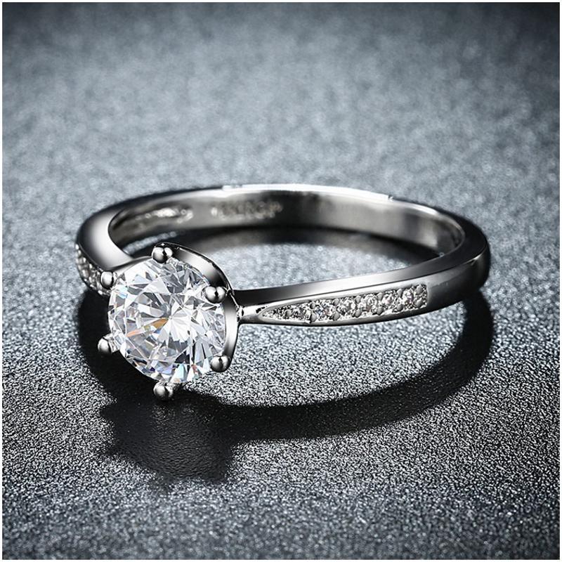 R838-CCouple Love Gold Rings铂金订婚戒指男女钻石情侣简约日韩送女朋友七夕情人节礼物