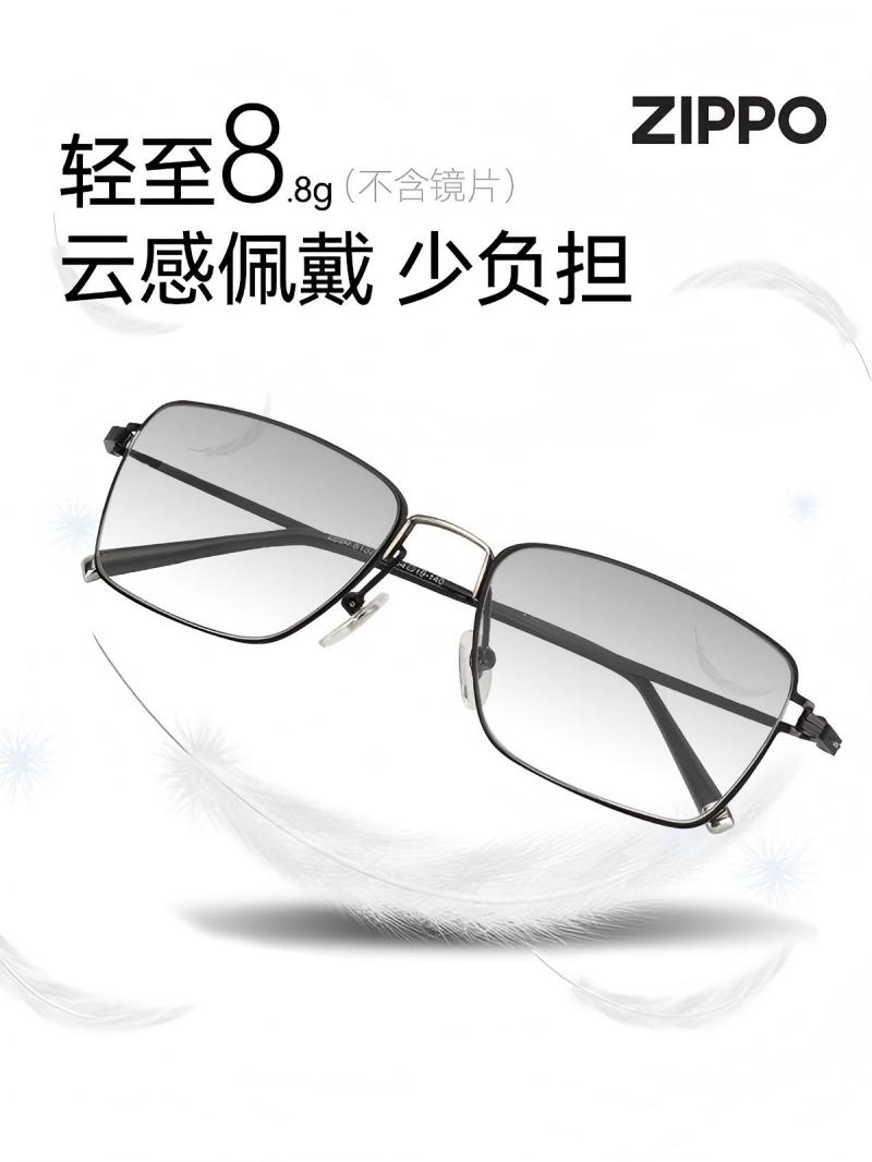 ZIPPO美国远近智能两用双光老花镜进口镜片高清防蓝光8132男黑色度数100-300可选高清大图