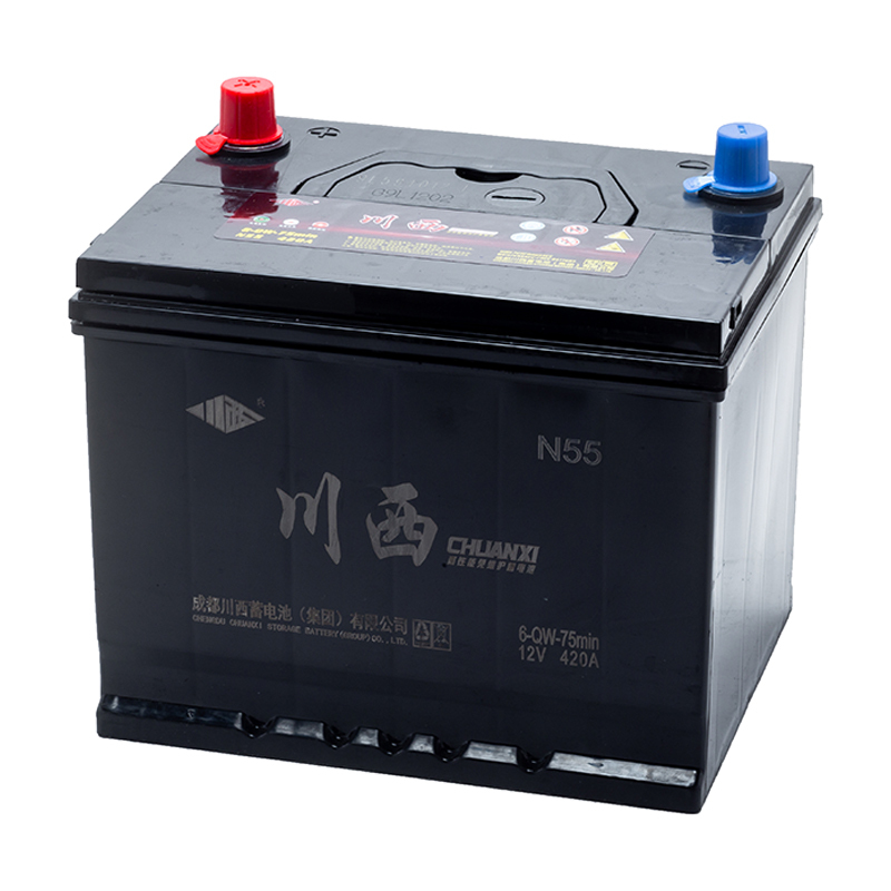 川西免维护汽车蓄电池12v N55 6-QW-75min别克凯越,北汽幻速S3、幻速H2,五菱宝骏610、宝骏360