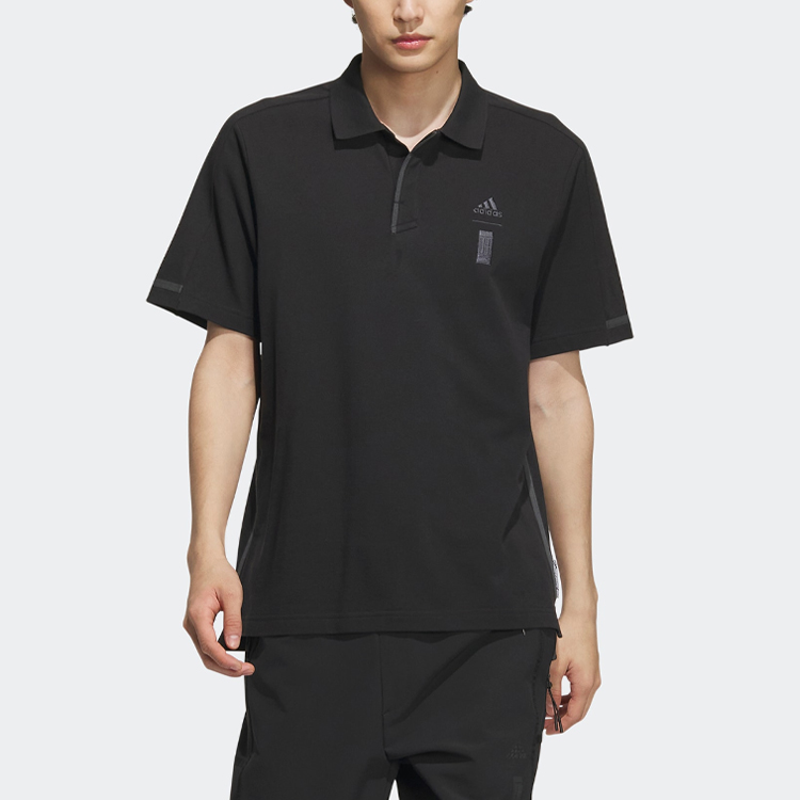 adidas 武极系列 wj mh polo 纯色品牌logo图案运动休闲短袖polo衫男