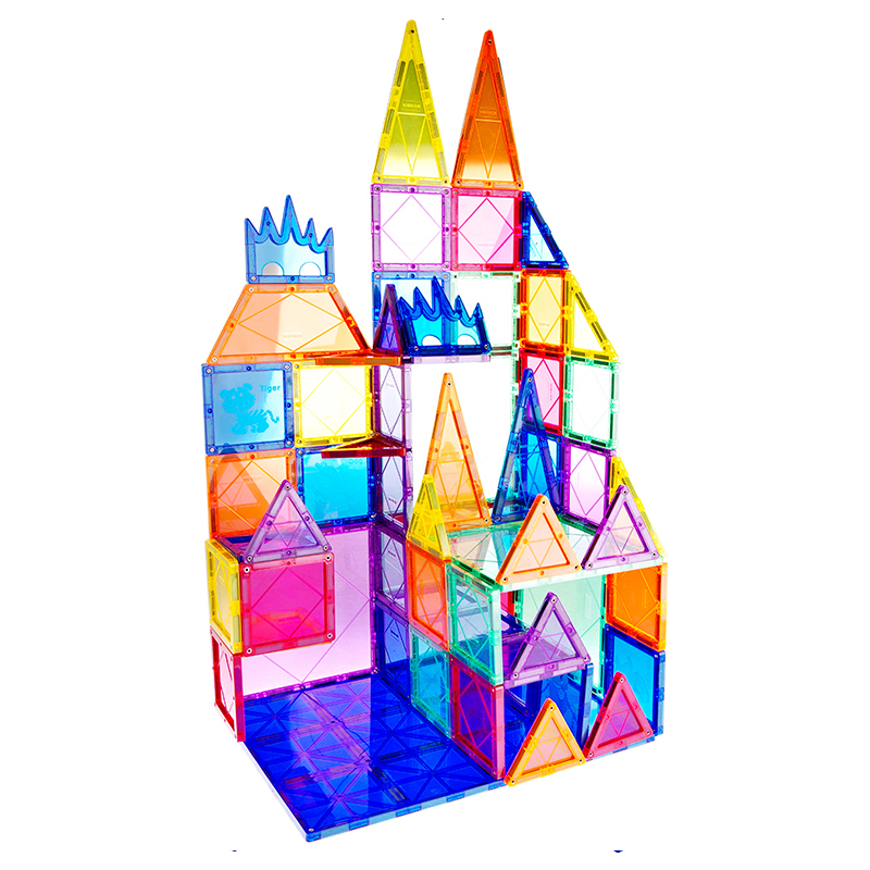 科博[魔磁智慧片]98片装磁力片彩色透光3岁以上男孩女孩益智带磁性拼装积木强磁性玩具男孩女孩玩具高清大图