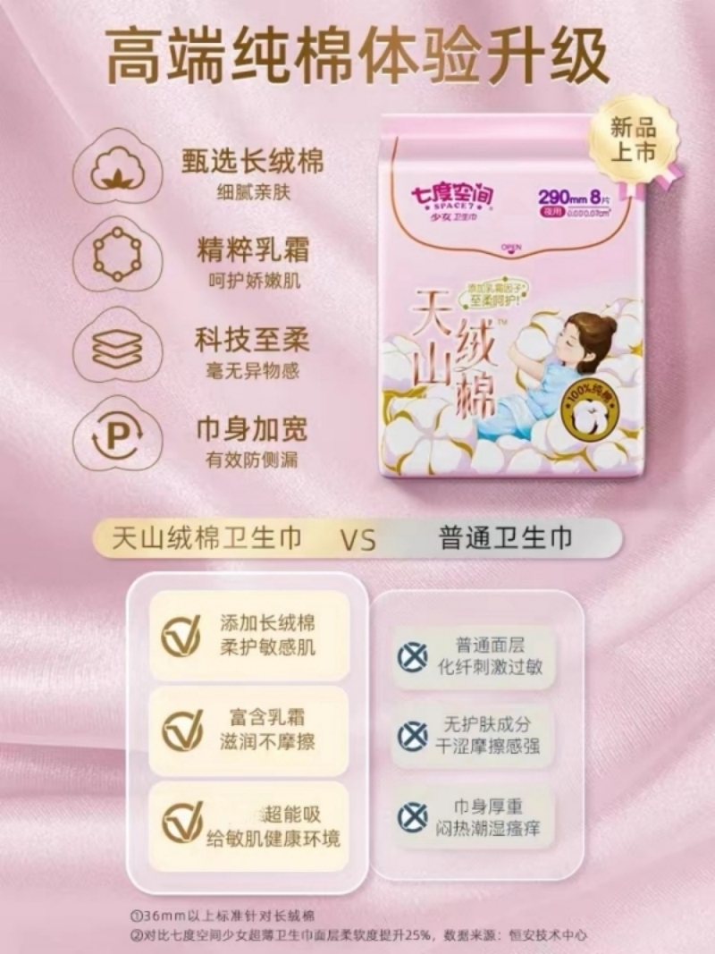 七度空间(SPACE 7)天山绒棉系列纯棉夜用290mm8片装8284高清大图
