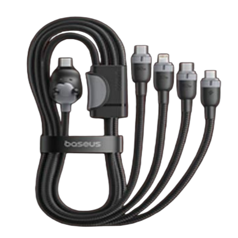 倍思 马年生肖系列 一拖四充电线USB-C to C+C+L+M 60W E04288 星际黑E0428800高清大图