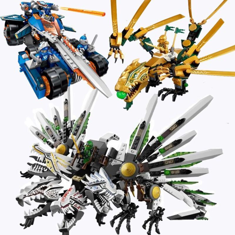 兼容乐高幻影忍者力拼装积木玩具暗黑巨龙王四头龙金神龙 克雷的圣剑