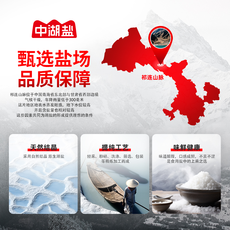 中湖盐纯晶湖盐小小粒未加碘320g*3袋高清大图