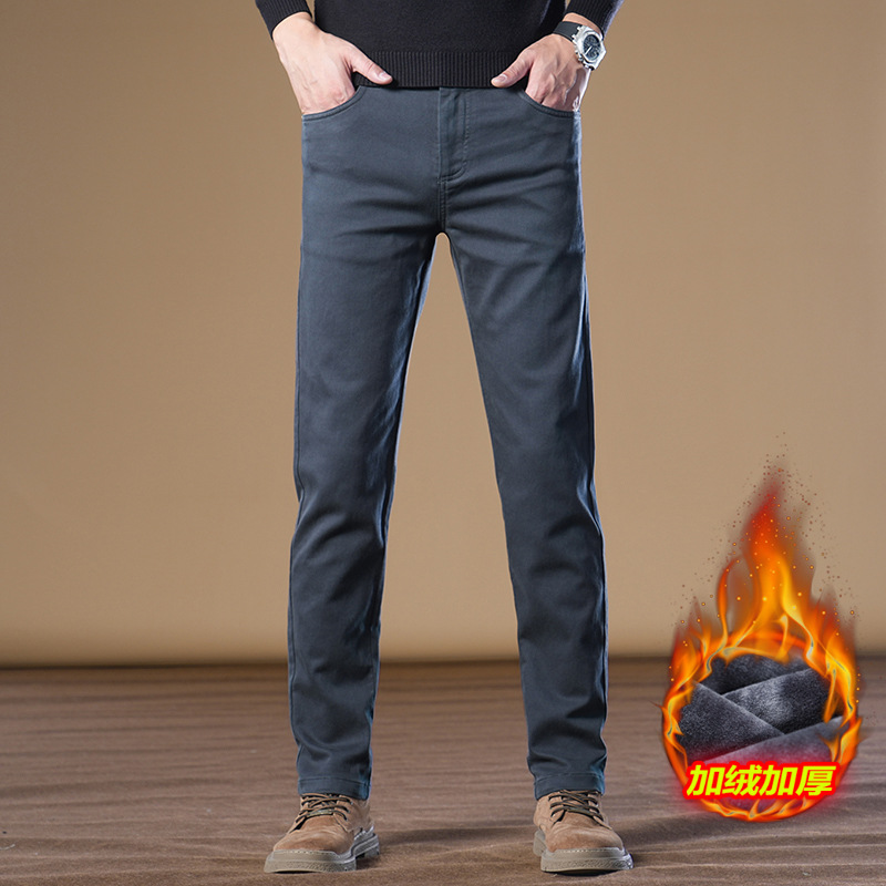 常规加绒可选男士休闲裤时髦百搭轻商务修身显瘦直筒裤男高清大图
