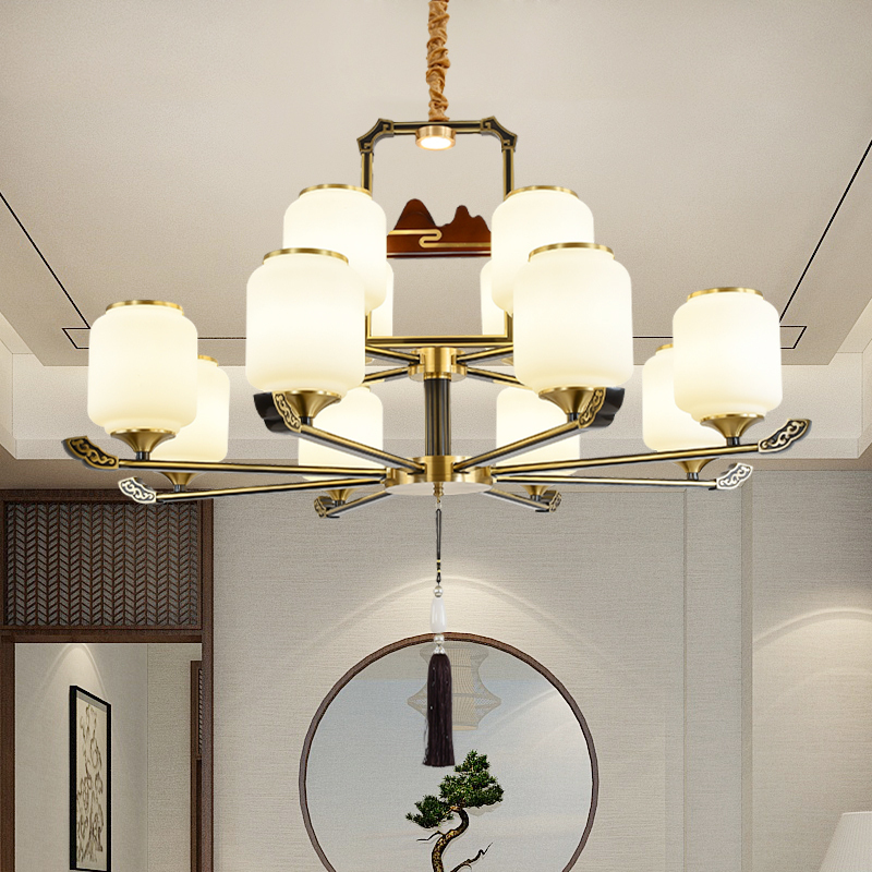觅物 新中式全铜吊灯客厅吊灯新中式餐厅吊灯全铜系列中国风卧室餐厅