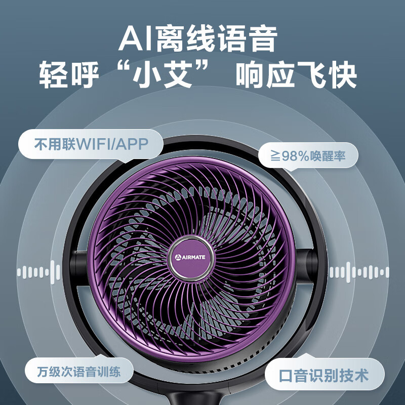 艾美特(AIRMATE)空气循环扇黄金环电风扇台地三用语音遥控触控落地扇负离子净化 FA18-SRDI122 语音+遥控高清大图