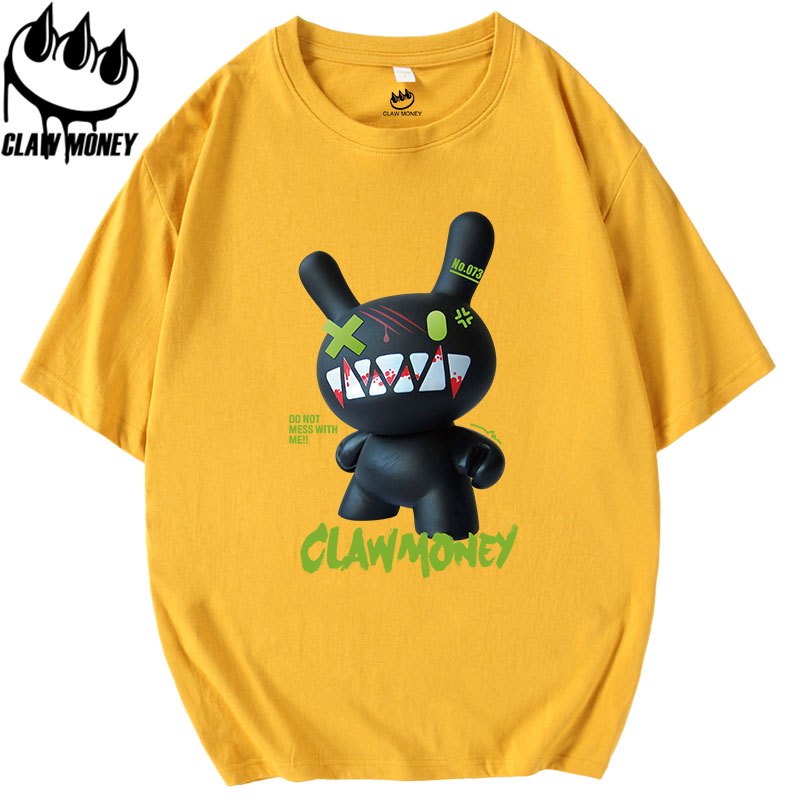 Claw money潮牌短袖T恤男纯棉圆领ins印花大码体恤宽松青少年半袖