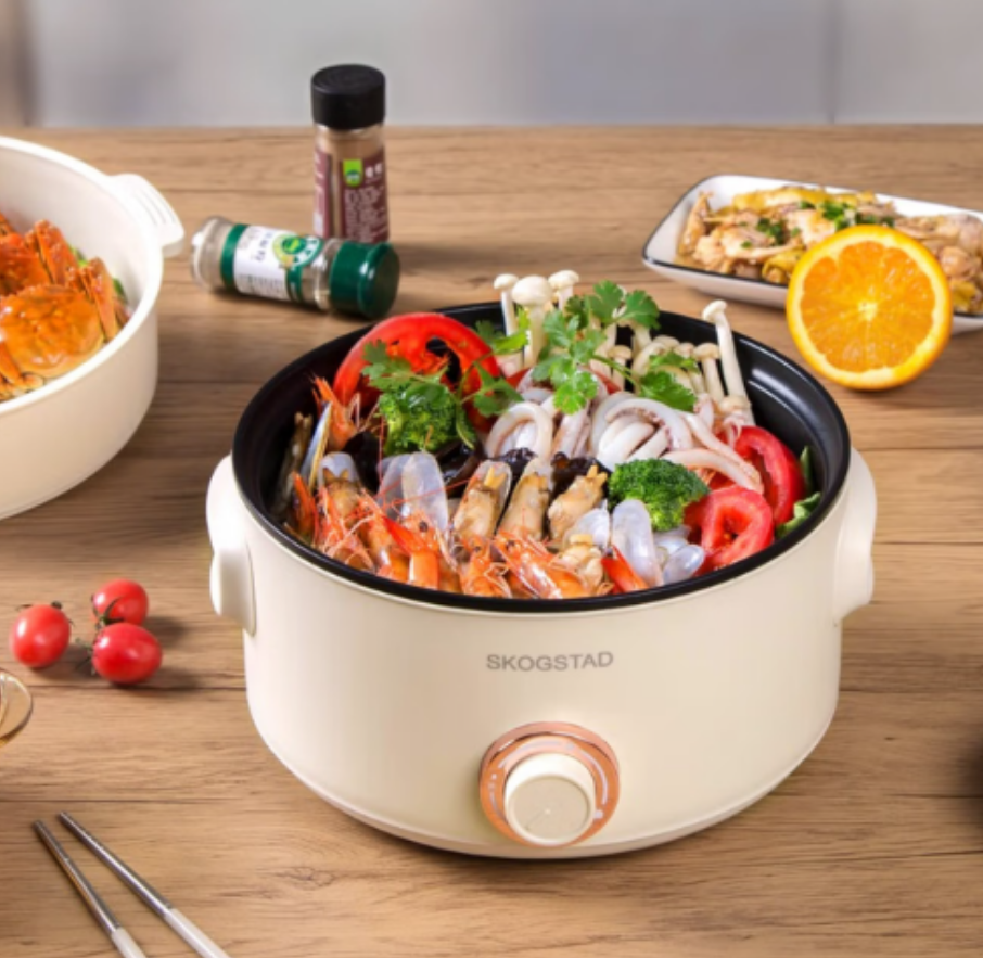 思嘉思达1360瓦强劲加热铝合金不粘内锅3.5升大容量旋钮控制花漾涮煮蒸火锅SKD-G0105高清大图