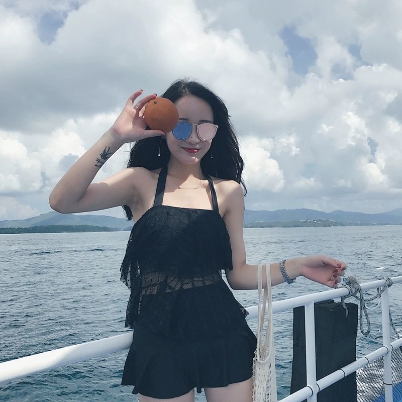 分体泳衣女仙女范学生小清新保守修身显瘦遮肚温泉沙滩少女游泳衣1651