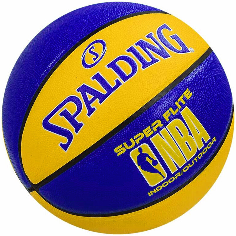 斯伯丁SPALDING通用篮球76-350Y蓝黄拼色PU材质NBA室内外篮球七号篮球