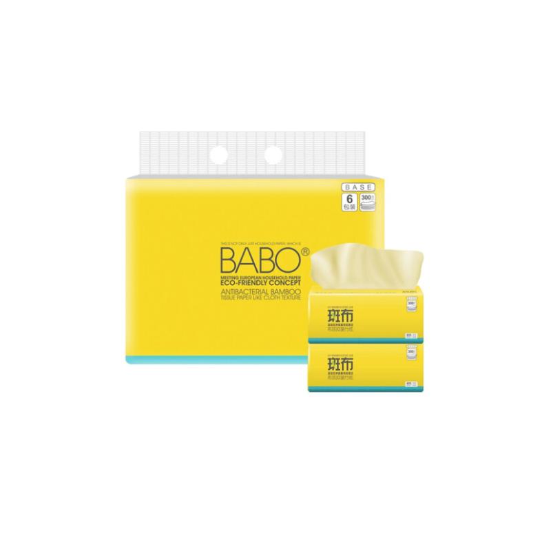 斑布(Babo) 竹纤维抽纸 100抽*6包宁选