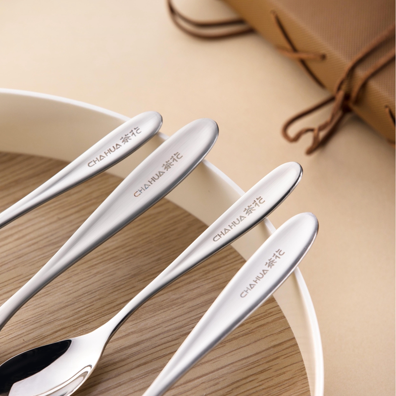 茶花 甄享304不锈钢中椭圆餐勺 15.8*3cm/个高清大图