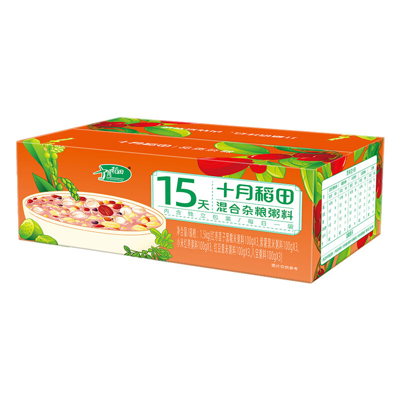 十月稻田混合杂粮粥料1.5kg(100g*15包)八宝粥黑米百合红豆小米莲子粥高清大图