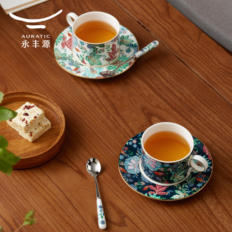 永丰源幸福满园3头咖啡杯碟(蓝有底花纸/200ml)高清大图