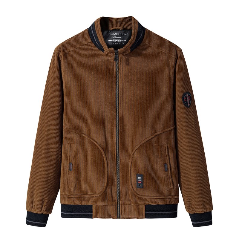 yuansu灯芯绒中年男士夹克衫休闲秋季外套爸爸宽松中老年父亲加大码