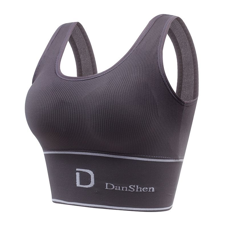 抹胸内衣女士学生跑步防震运动背心无钢圈小胸聚拢文胸 D一件：灰色 XL标准码【120-140斤】