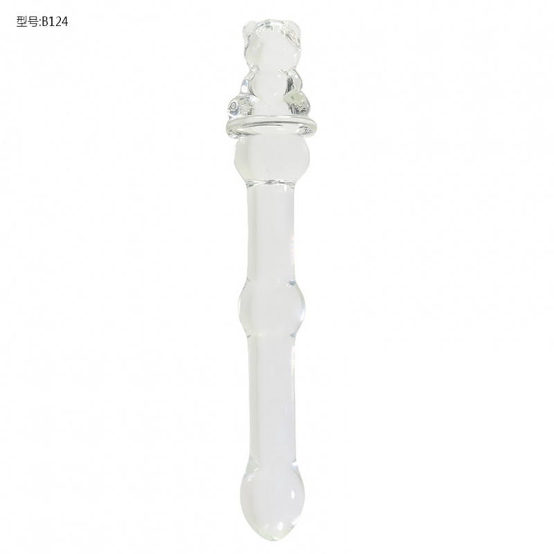 后庭拉珠G点后庭菊花快感情趣按摩棒水晶玻璃仿真阳具性工具快感 粉色小熊大号高清大图