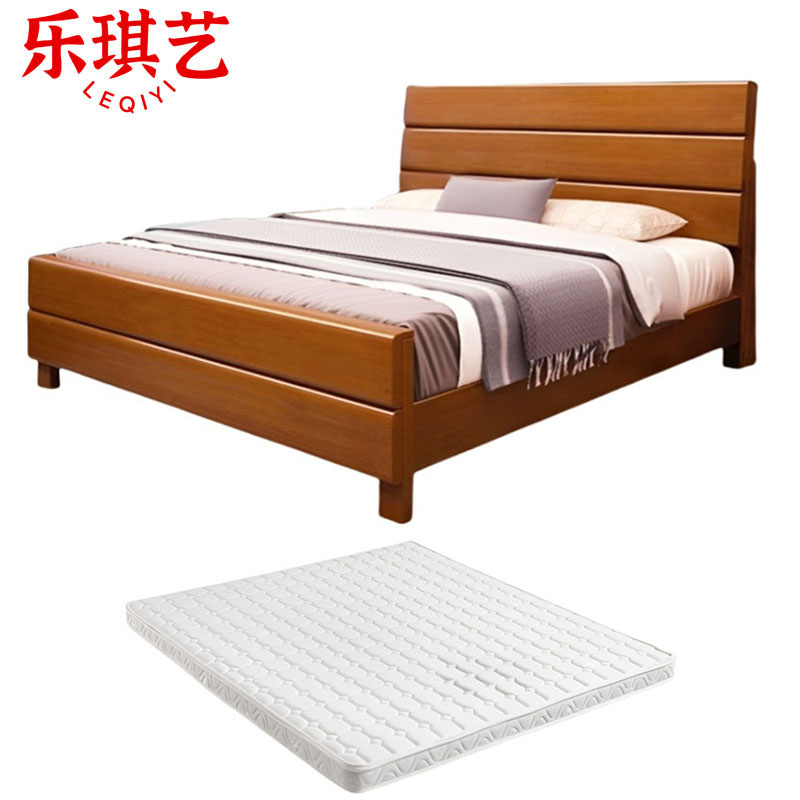 乐琪艺 实木单人床 1.8m+8cm床垫 套高清大图