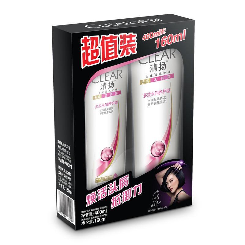 清扬多效水润养护型去屑洗发露400ml+160ml