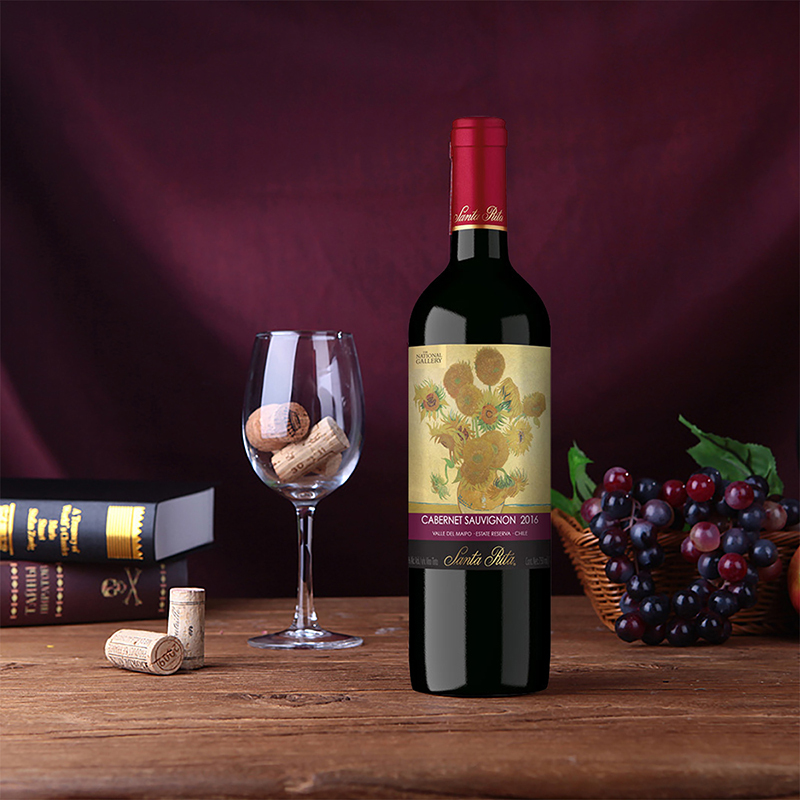 智利原瓶进口圣丽塔国家画廊典藏赤霞珠干红葡萄酒750ml单支装