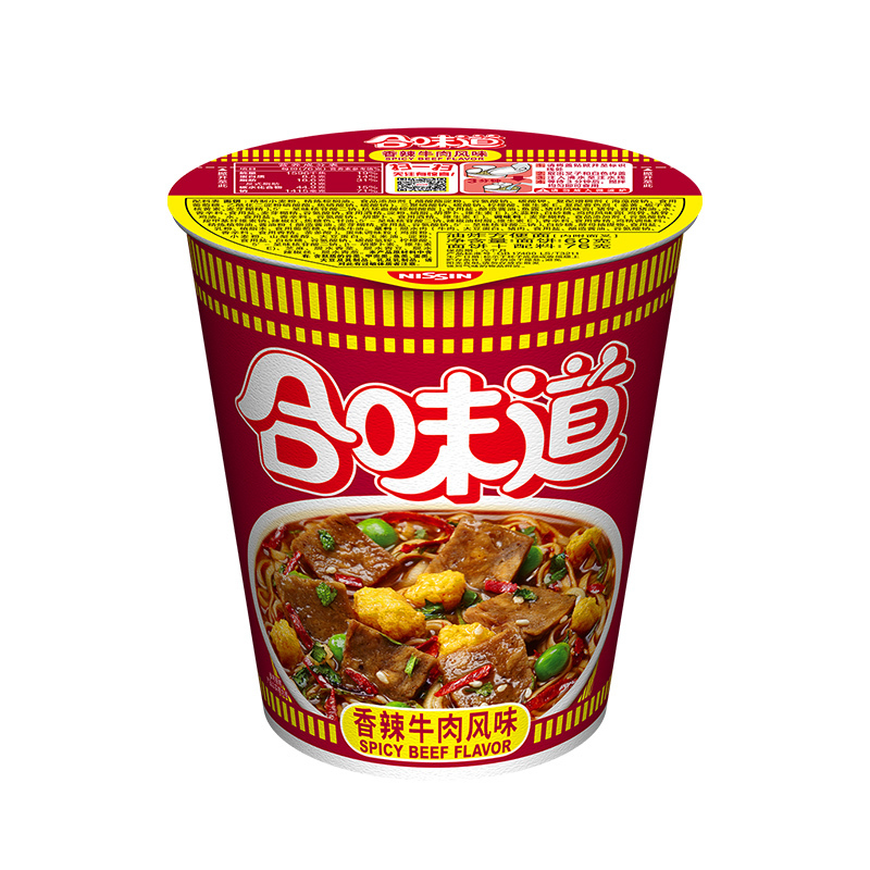 日清 合味道方便面 香辣牛肉味 76g/杯 12杯整箱装 杯面速食方便面网