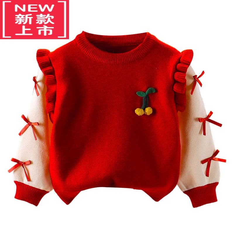 可莉允儿童毛衣套头衫加绒女童针织衫上衣秋装女孩公主外套女宝宝打底衫图片