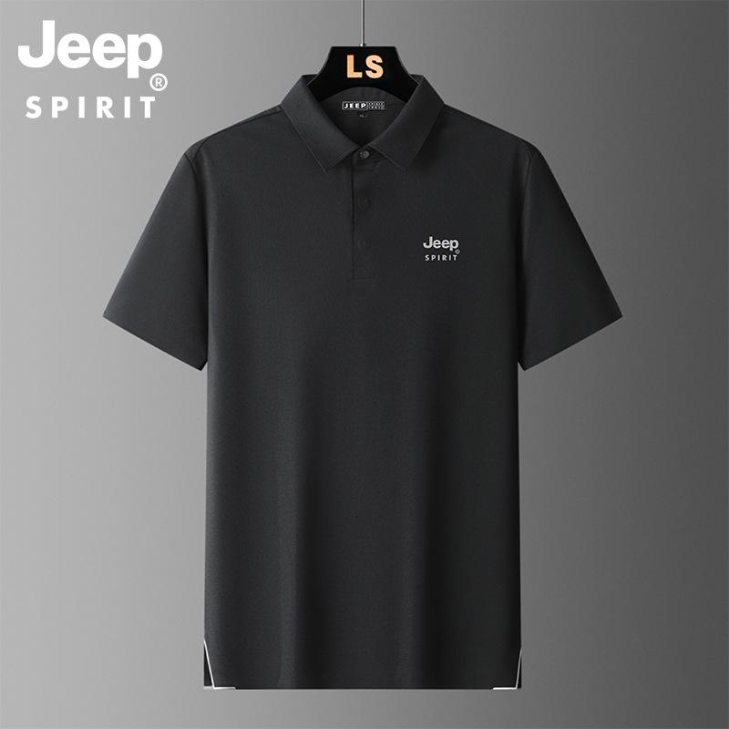 JEEP SPIRIT新款男女POLO衫舒适翻领柔软水洗干爽透气T恤衫 JP8635:黑色 L