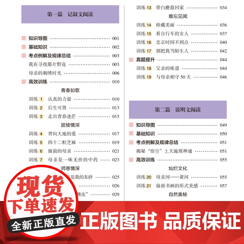 2023版名师特训初中现代文阅读高效训练88篇9年级+中考全彩版高清大图