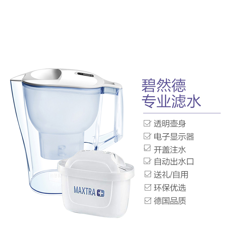 [1壶1芯]BRITA碧然德 ALUNA摩登系列滤水壶 台上式便携式净水器 净水机 3.5L 白色