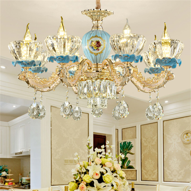 客厅吊灯2023新款长虹照明欧式餐厅卧室家用大厅主灯大气陶瓷水晶灯具