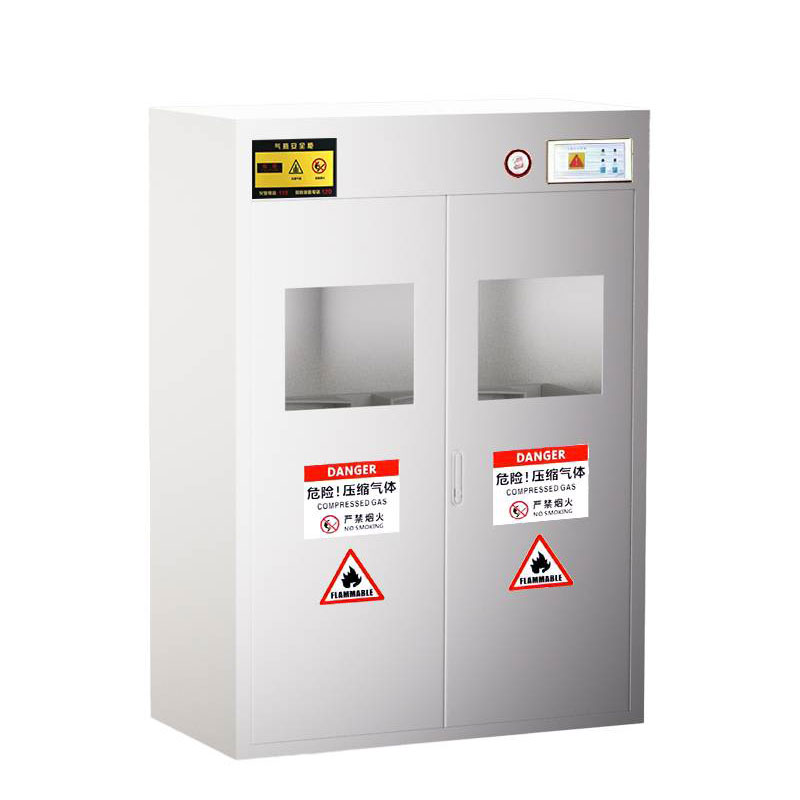 不锈钢气瓶柜 201双瓶报警高清大图