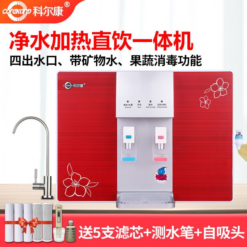 净水器加热一体机RO反渗透过滤直饮机家用厨房壁挂式饮水|升级款冰热一体机红色+果蔬消毒 上门安装[有师傅上门安装]