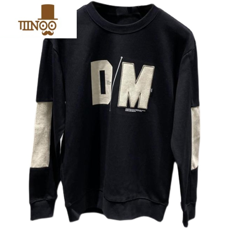 YANXU2023新款字母印花卫衣修身套头圆领长袖打底衫帅气上衣外套男高清大图