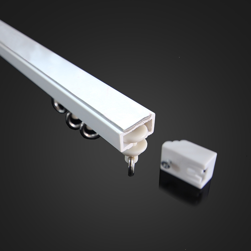 古达窗帘免打孔滑轨单轨道导轨滑轮侧装顶装窗帘杆粘轨滑道