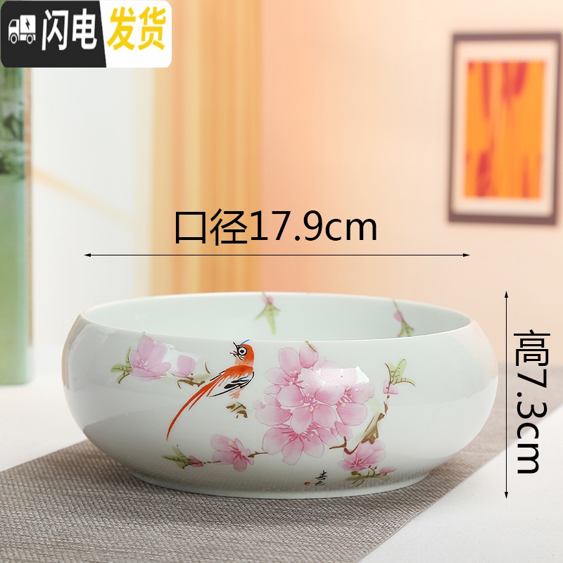 三维工匠水仙花盆无孔铜钱花盆白色碗莲盆睡莲水培花盆多肉拼盘花盆陶瓷 水养江南小镇口径18.5 18-19CM花盆容器高清大图