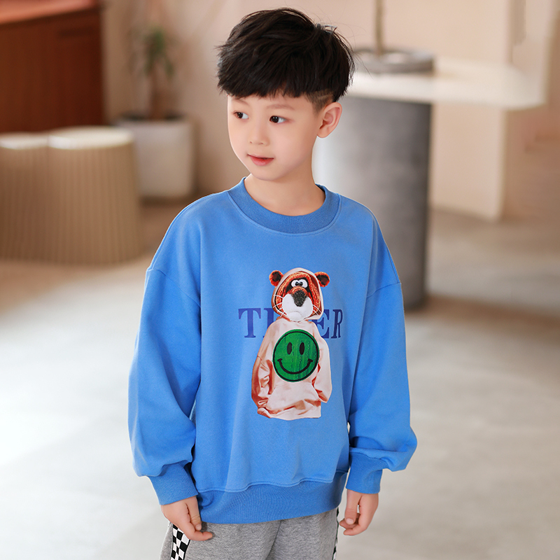 龙之涵(LONGZHIHAN)儿童卫衣春装2022新款男童休闲打底上衣中大童套头衫