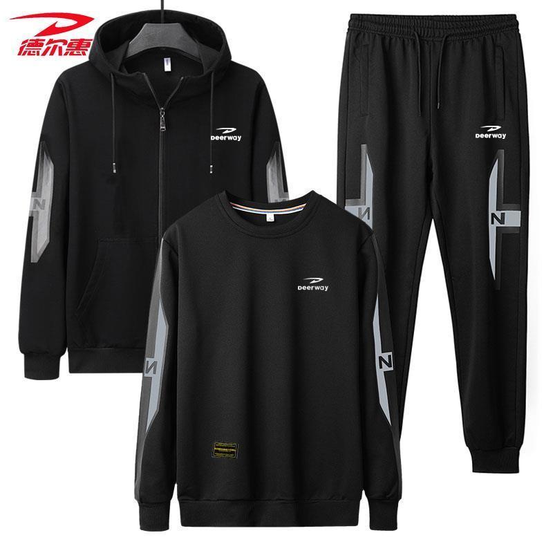 deerway德尔惠春秋季新款男士休闲运动套装宽松大码外套男运动服视频